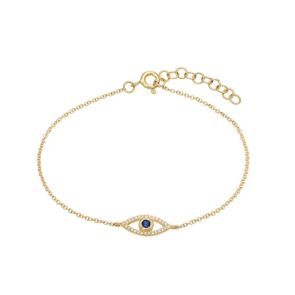Adjustable 925 Sterling Silver Blue Evil Eye Bracelet