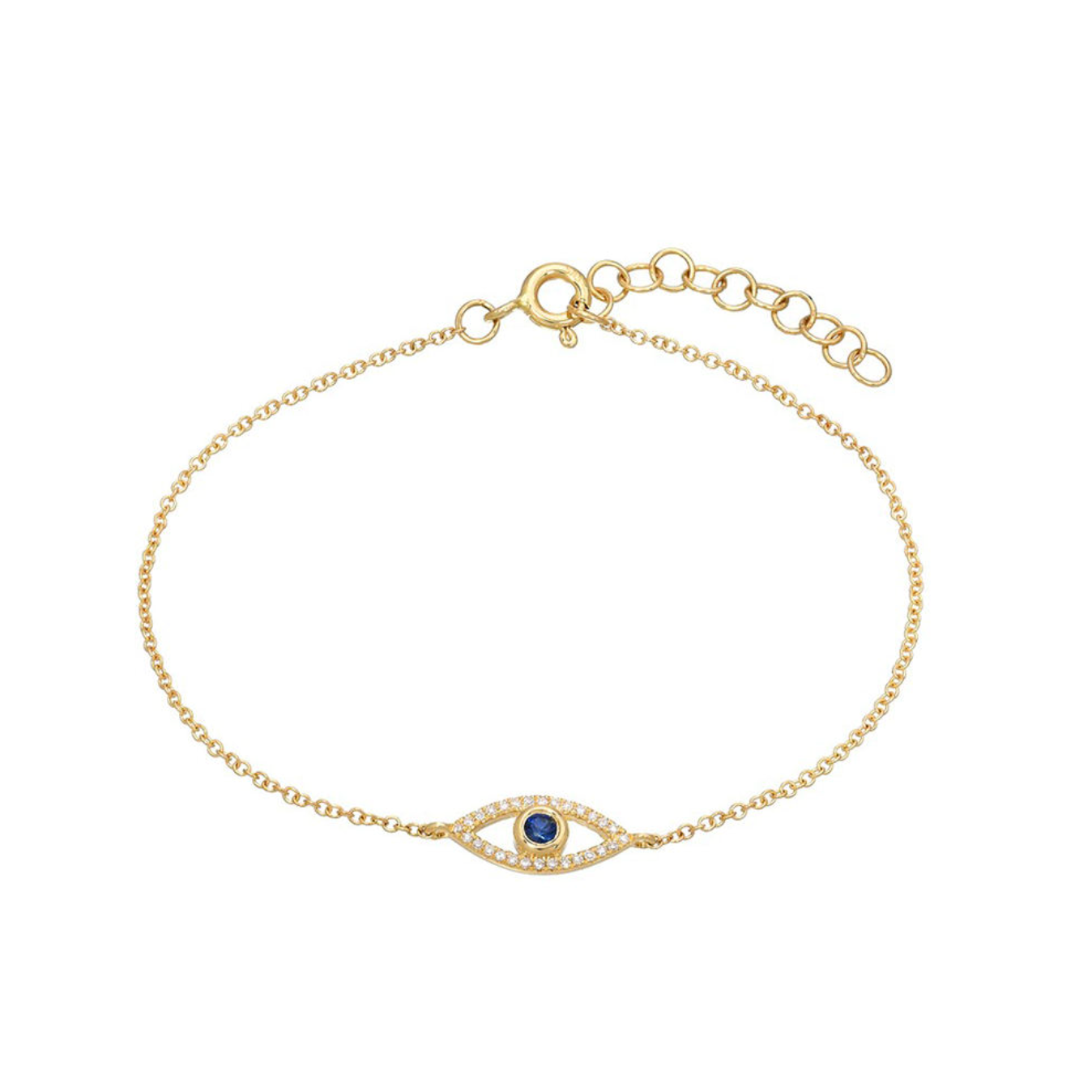 Adjustable 925 Sterling Silver Blue Evil Eye Bracelet