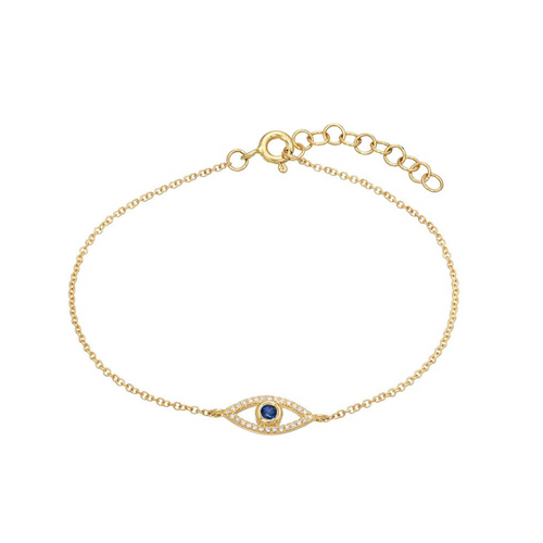 Adjustable 925 Sterling Silver Blue Evil Eye Bracelet