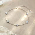 925 Sterling Silver Four-Petal Flower Bracelet