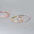 Romantic Pink Zircon 925 Sterling Silver Open Flower Ring
