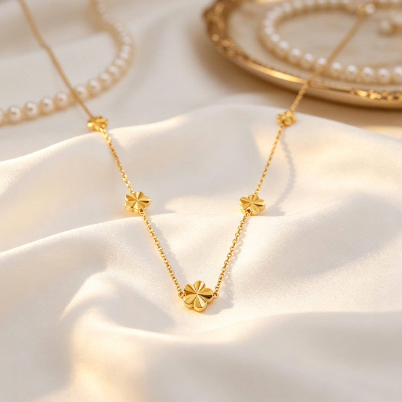 Fashion Gold Plated Clover Necklace