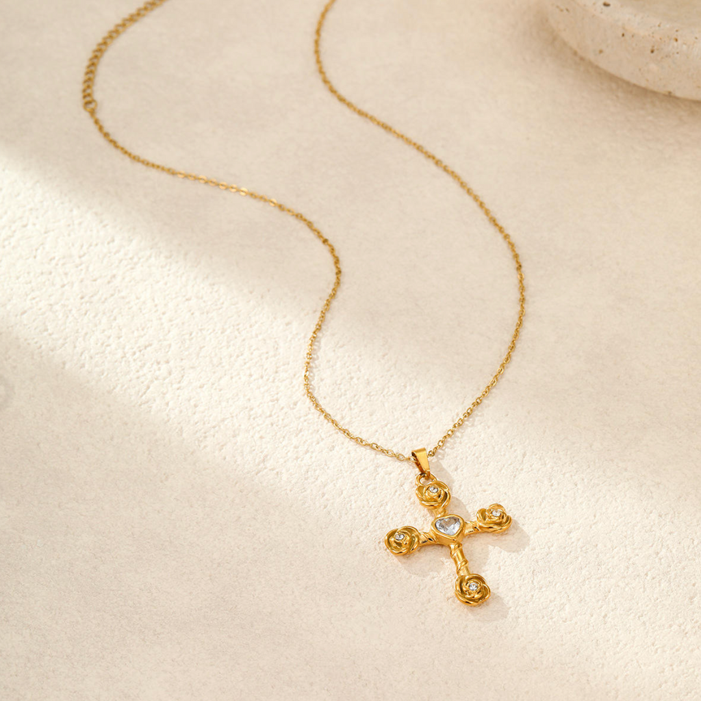 Luxury 18K Gold Plated Cross Necklace