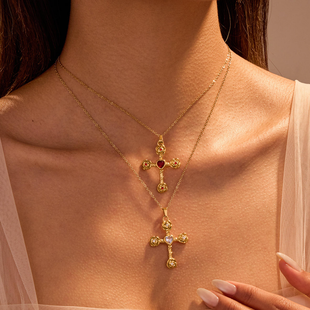 Luxury 18K Gold Plated Cross Necklace