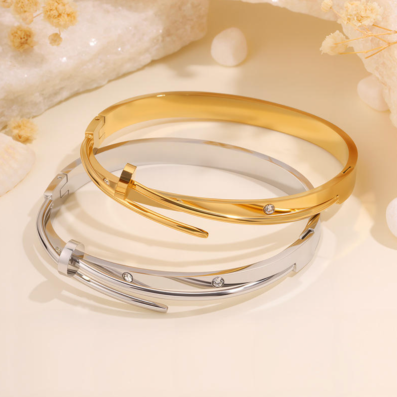 Trendy Luxury Stainless Steel Nail Bangle