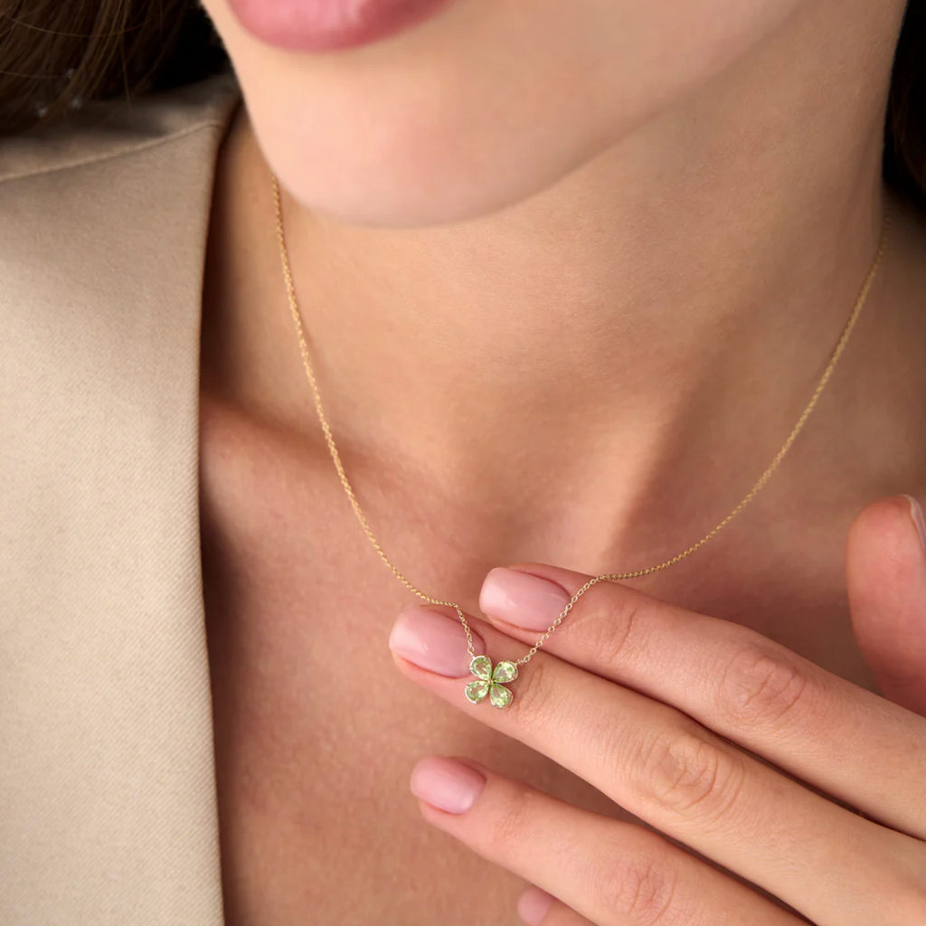 Milskye 18K Gold Plated Four-Leaf Clover Peridot Jewelry