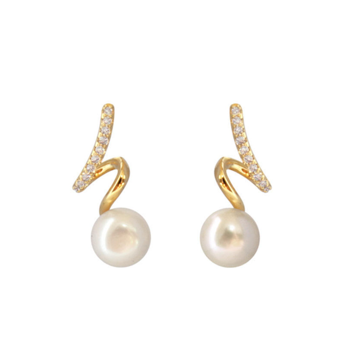 Rhinestone Twisted Pearl Earrings